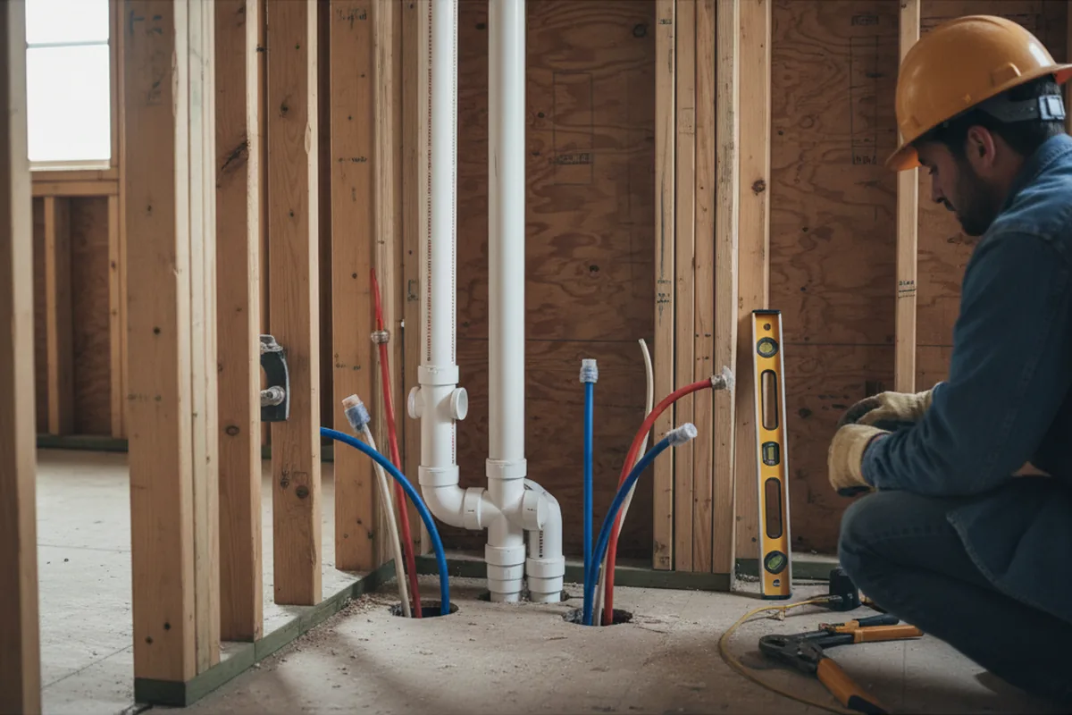 Drain and supply rough-in during Garbage Disposal Repair in Endicott